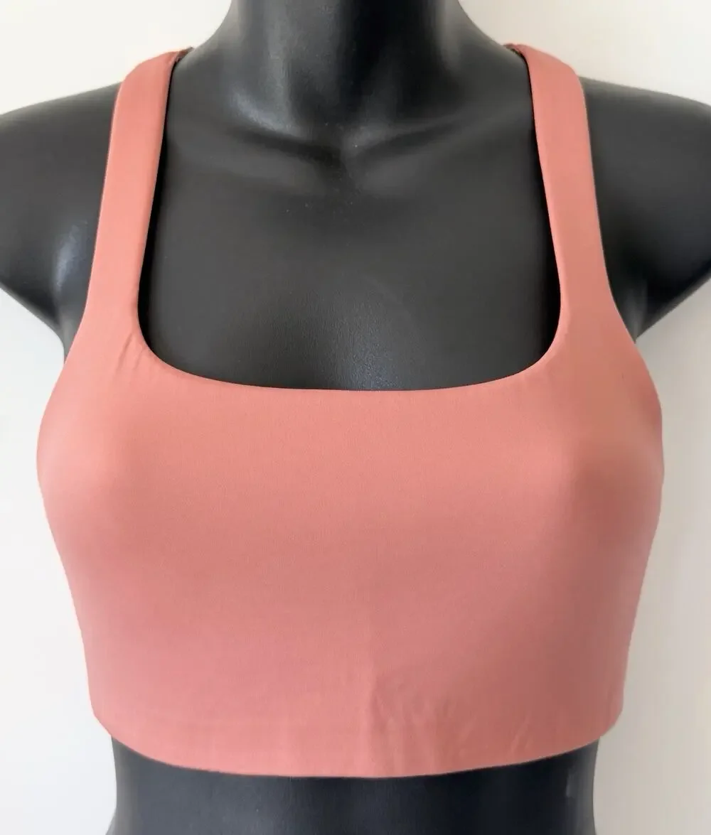 Lululemon Pink Orange Sports Bra Womens Size 4 B/C Lightly Lined Cross Back Open